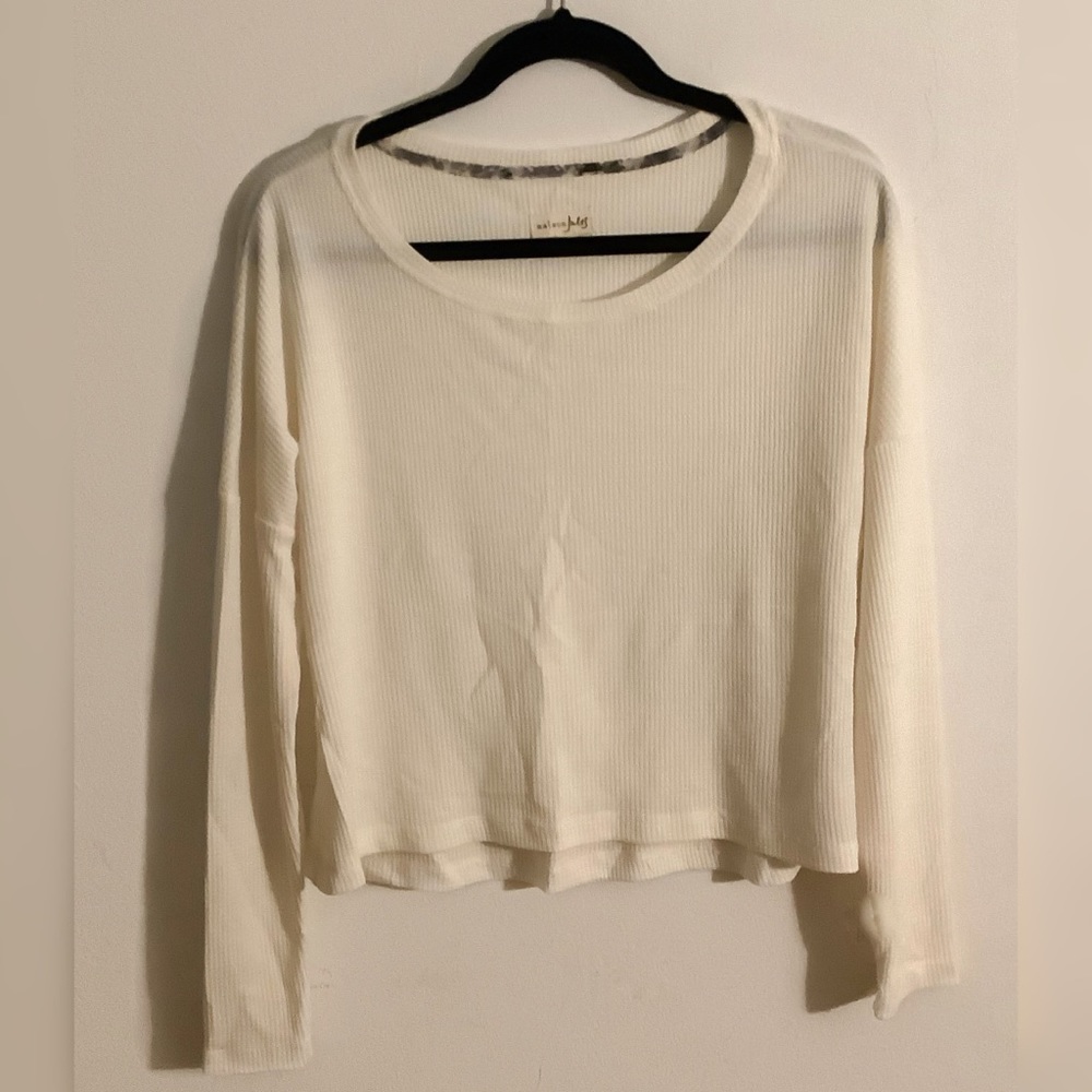 Cropped Soft White Thermal Top